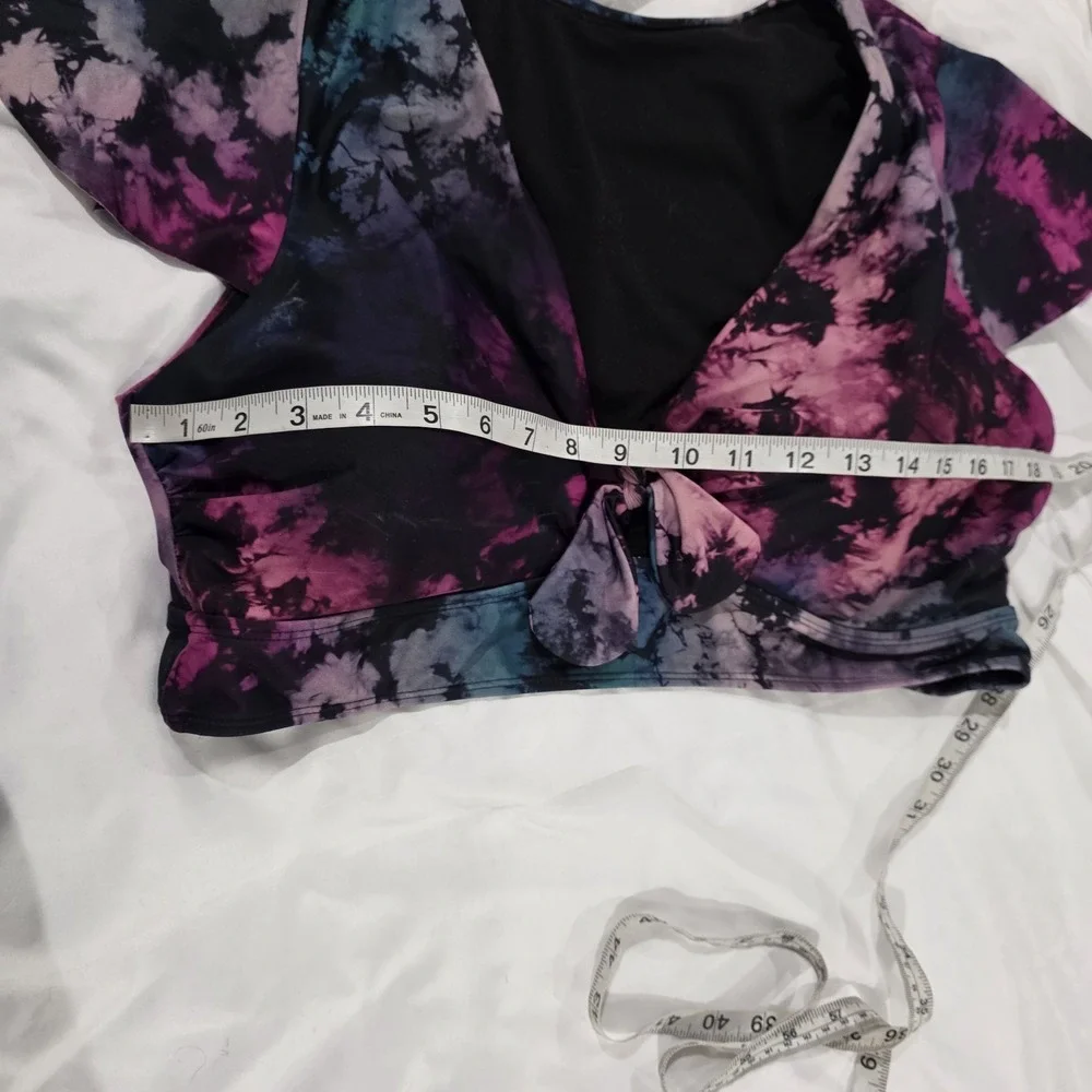 Torrid Womens Wireless Flutter Sleeve Bikini Top Size 2X Tie Dye Bathing Suit